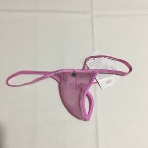 Wicked Weasel Thong 607 Womens Small Pink Lurex Mesh Triangle Back NWT